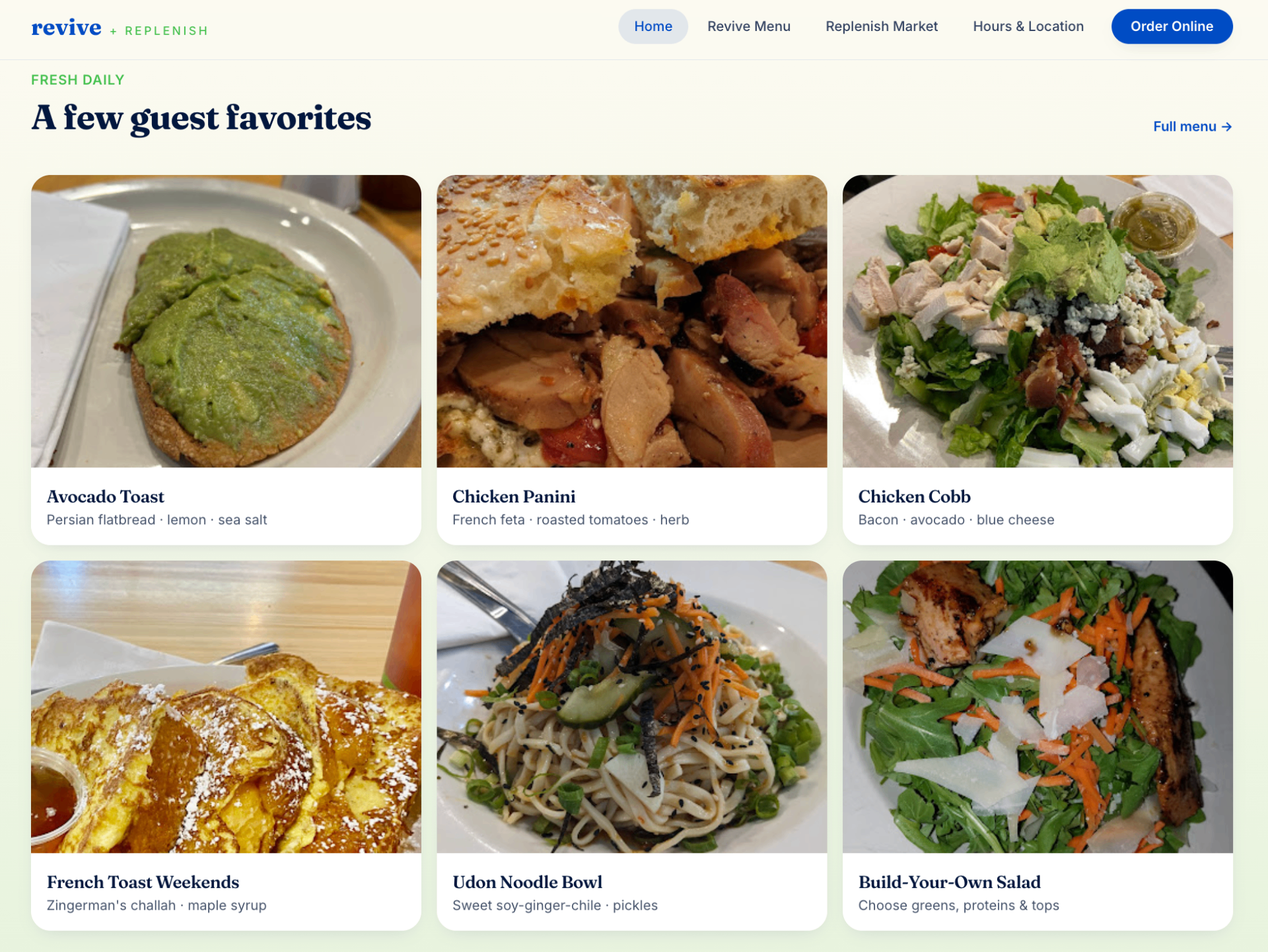 Revive + Replenish website preview